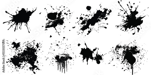 ink blots and splats. detailed ink splats Hyperrealistic Highly Detailed Isolated On Transparent Background	

