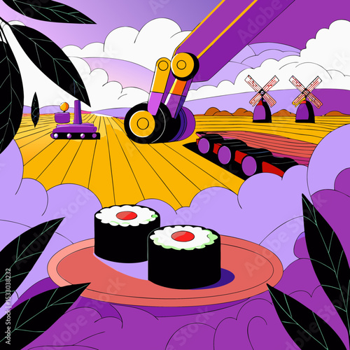 sushi set vector illustration