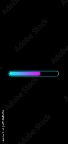 Neon Gradient Progress Bar Loader Animation on Black Background