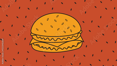 Burger Icon Doodle Background