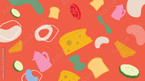 Cheese and toast breakfast elements background