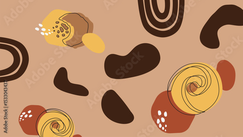 Gingerbread and candy heart cookie background