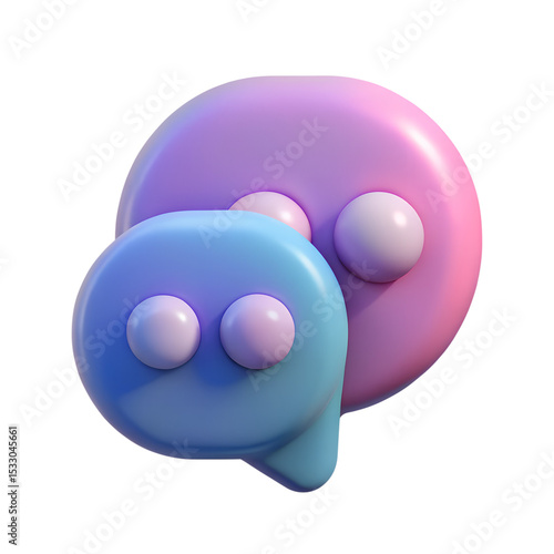 3d double bubble chat on a transparent background