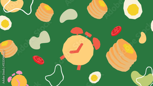 Breakfast time pancake and egg background