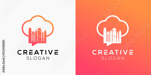 Recipe philadelphia logo design templates. Modern isolated Chef with Skyline philadelphia city symbols for restaurant and food