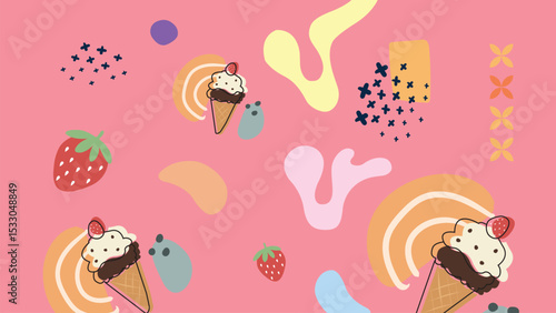 Colorful Ice Cream Scoop Background