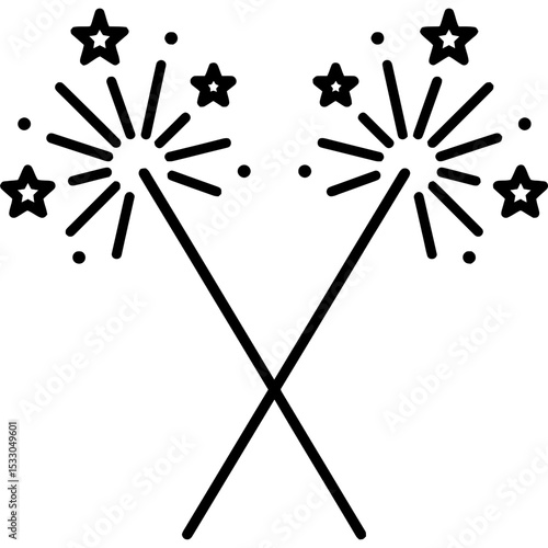 Bold line vector of sparklers in starburst style