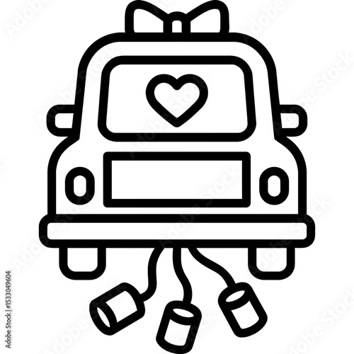 Minimal wedding getaway car icon