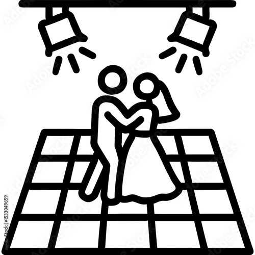 Minimalist wedding dance floor icon