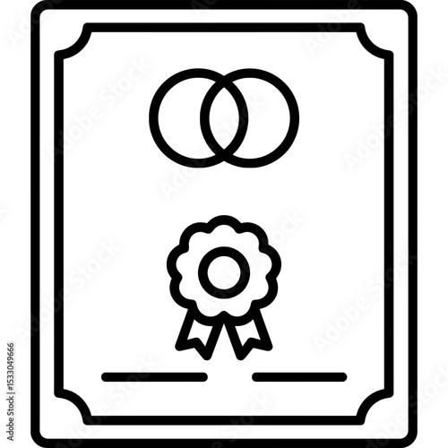 Minimalist marriage certificate outline icon