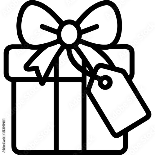 Wedding favor box icon with ribbon and tag