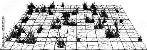 grass on ground vector, Broken tiles mosaic pattern. texture interior background line art. set of graphics elements drawing for architecture and landscape design. cad pattern 