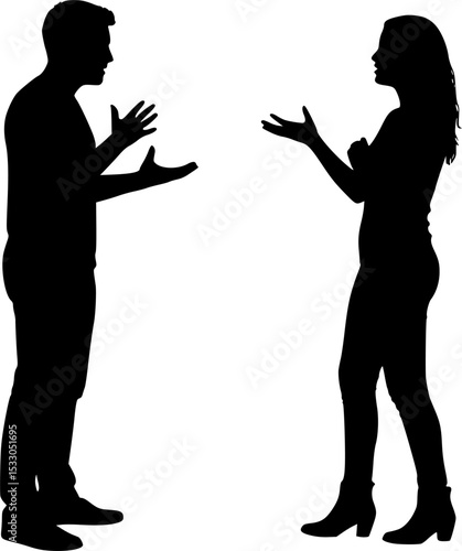 set of Couple quarrelling silhouette vector illustration isolated on white background. Break up concept.
