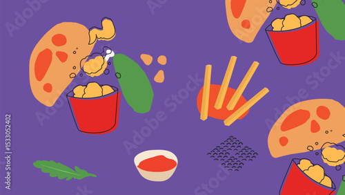 Colorful Fried Chicken Background