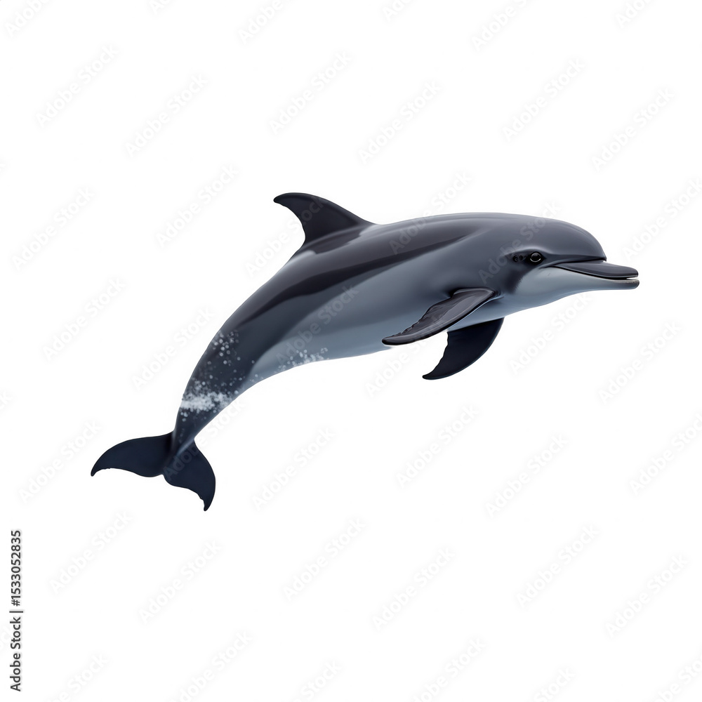 Fototapeta premium Dolphin swimming underwater marine life ocean animal aquatic mammal wildlife on transparent background