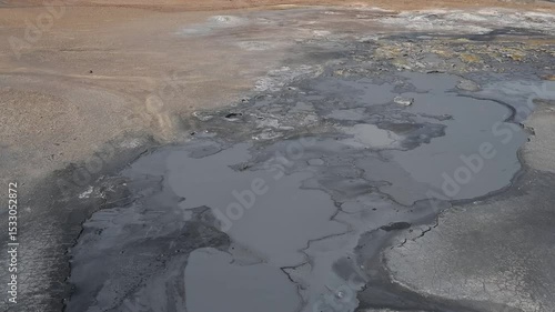 Hverir geothermal area near Lake Myvatn and Námafjall in Iceland, Europe with fumaroles and boiling mud pools