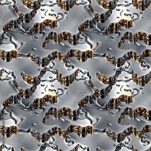 Liquid metal waves seamless pattern.