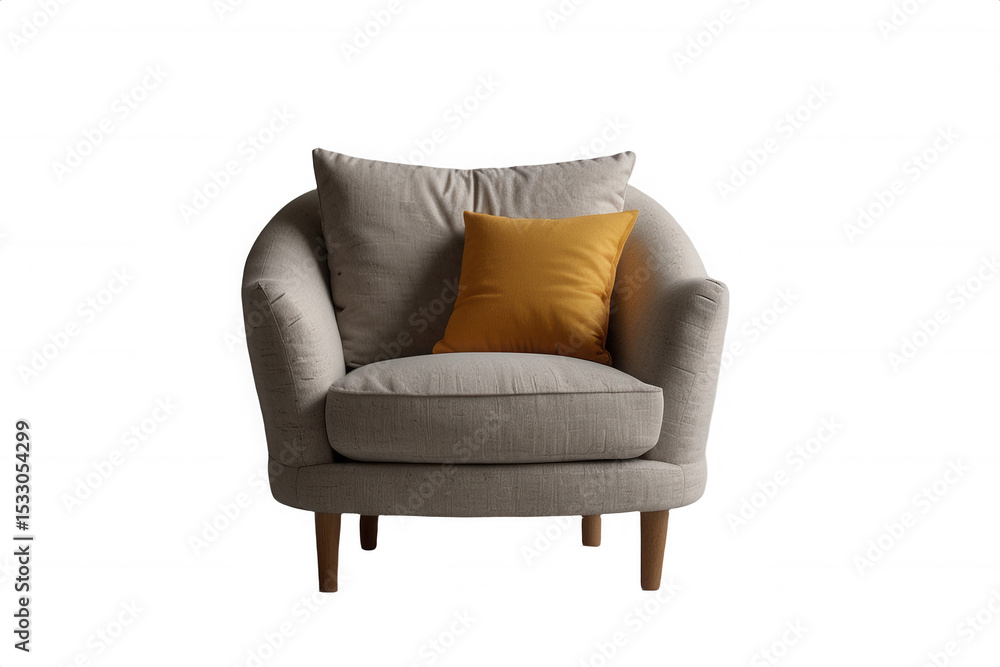 Fototapeta premium Shop modern accent chair with cushion for living room home decor furniture on transparent background