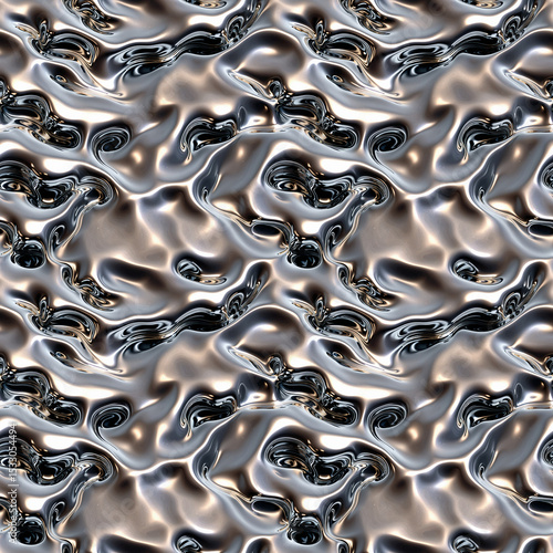 Liquid metal waves seamless pattern.