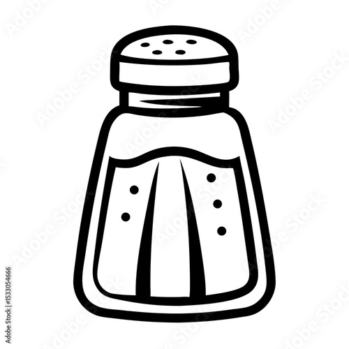 Salt shaker illustration in minimalist style with black outline  