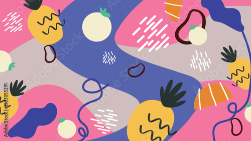 Pineapple pop fruit background