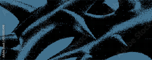 Intricate patterns of dark branches and shadows blend on a blue background creating a captivating visual experience