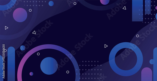 Colorful geometric panoramic background. Trendy composition of blue gradient shapes. Cool freshness background design for posters and cards - Vector illustration