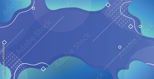 Colorful geometric panoramic background. Trendy composition of blue gradient shapes. Cool freshness background design for posters and cards - Vector illustration