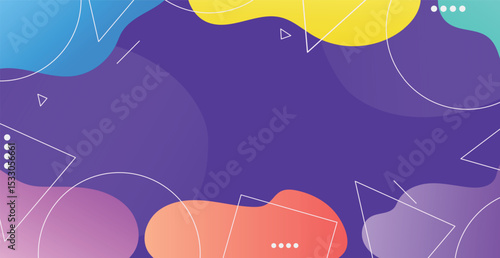 Colorful geometric panoramic background. Trendy composition of blue gradient shapes. Cool freshness background design for posters and cards - Vector illustration