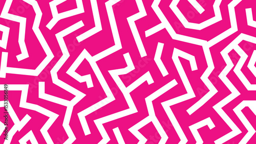 High-contrast pink and white maze background