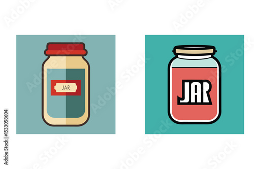 Wallpaper Mural Two vector illustrations featuring stylistic jar designs against complementary colored backgrounds for various projects Torontodigital.ca