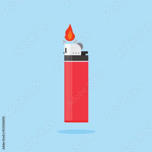 gas lighter equipment, ignites the flame with a spark on a white background