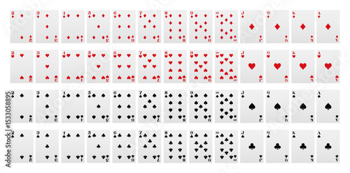 Set of poker cards. Poker playing cards full deck. Vector illustration