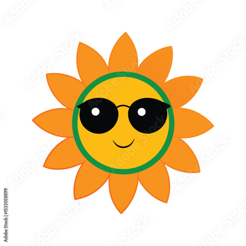 Sunflower with Sunglasses – Happy Floral Summer Clipart Design