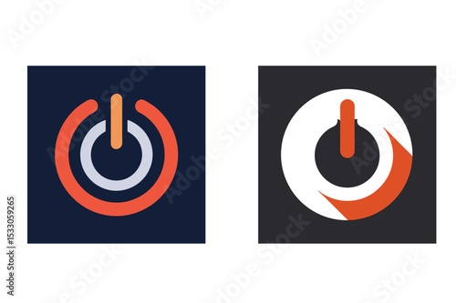 Flat vector illustrations depicting the universal power on and off symbol in different styles