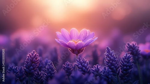 Single  Blossom in Glowing Field — Dreamy Floral Portrait for Wellness, Nature, and Editorial Themes