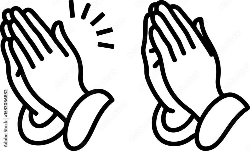 Obraz premium Praying Hands Simple Thin Line Icon – Minimalist Vector Illustration