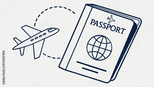 Airplane and Passport Illustrative Design for Travel