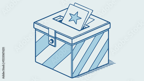 Ballot Box with Starred Vote Illustration