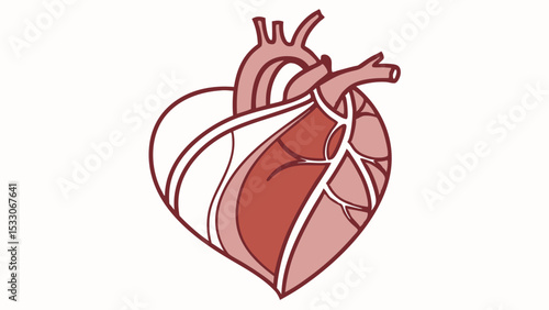 Anatomical Heart Illustration Detailed Red and Pink Design