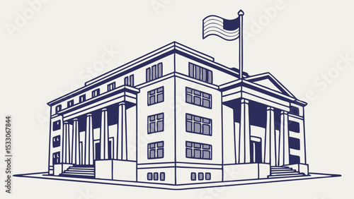 Classic American Government Building Illustration