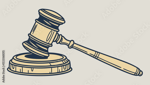 Handdrawn Illustration of a Judges Gavel