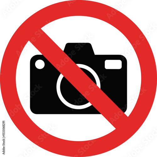 No Camera Allowed Sign – Red Prohibition Symbol with Black Camera Icon

