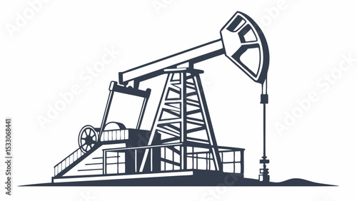 Pumping Unit Oil Well Petroleum Extraction Energy Industry Illustration