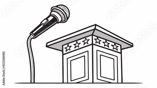 Simple Illustration of a Podium with Microphone