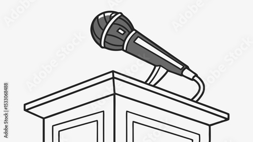 Simple Illustration of a Podium with Microphone (1)