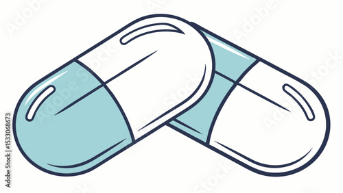 Two Pastel Blue and White Capsules Illustration