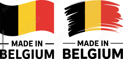 Made in Belgium Flag Logo Icon – National Product Badge and Symbol Vector

