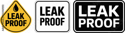 Leak Proof Vector Sticker – Yellow Information Sign with Water Drop Icon


