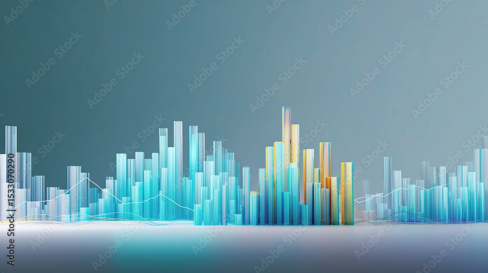 Fototapeta premium Translucent 3D Financial Graph in Elegant Style for Professional Use